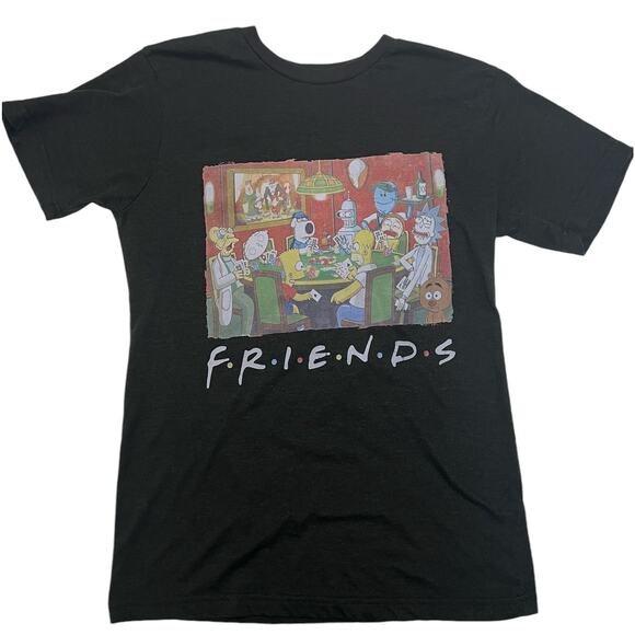 Friends T-Shirt Simpsons, Rick and Morty, Family Guy Playing Poker - Picture 1 of 8